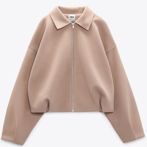 NWT Zara Pleated Bomber in Sand